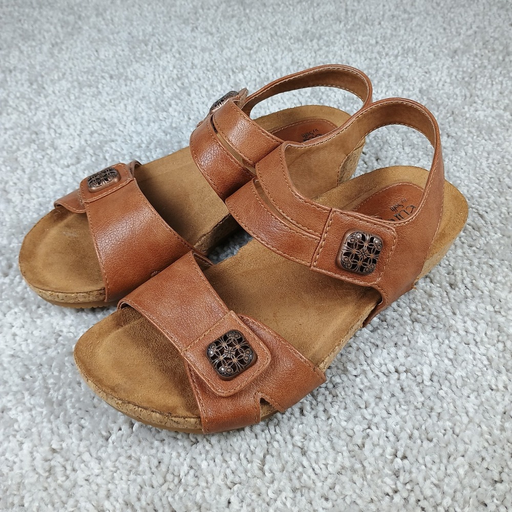 EuroSoft Gallatin Tan Wedge Sandals Women 6M Bronze Filigree Strappy ES0035600